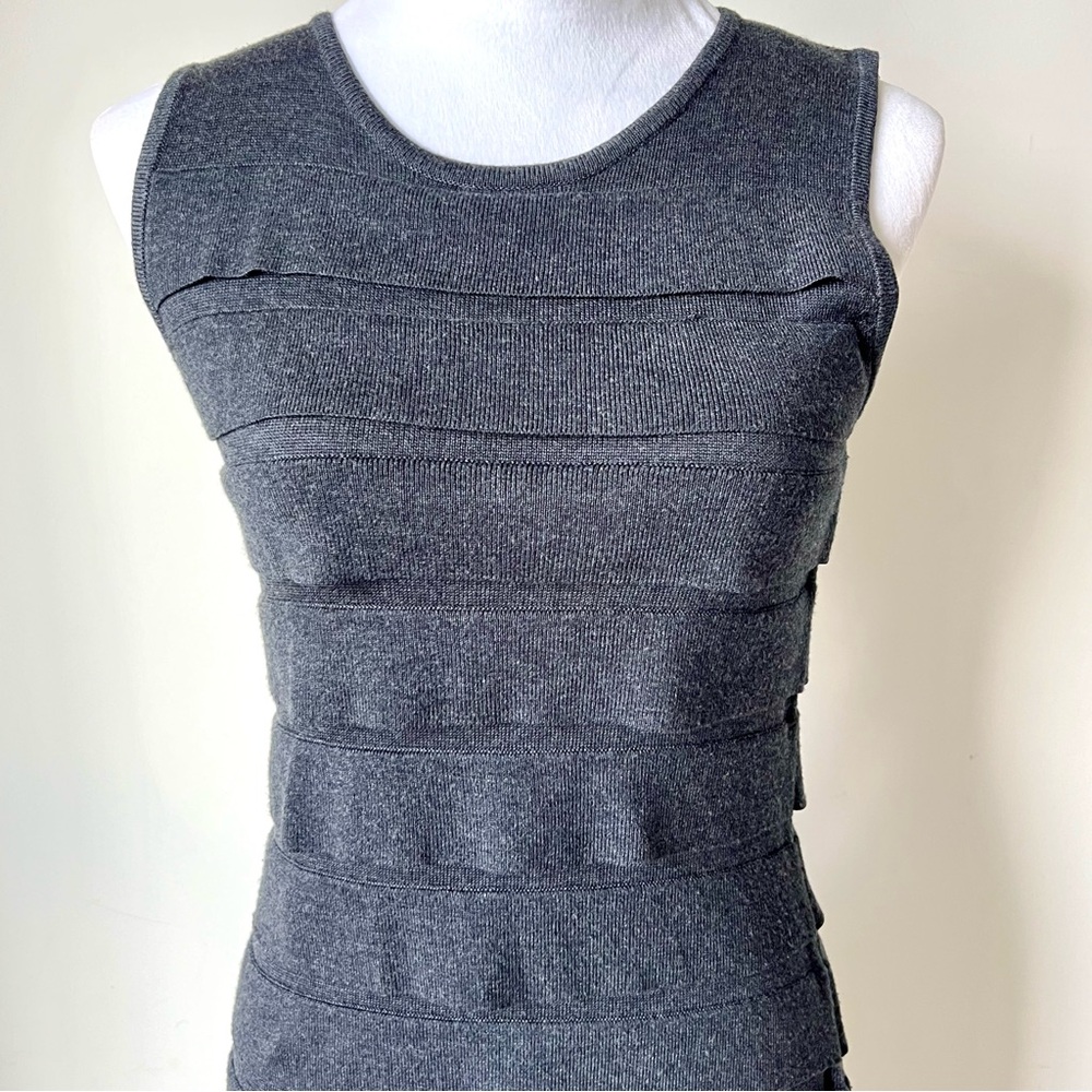 CALVIN KLEIN Sleeveless Knit Tiered Ruffle Sweater Dress—SZ. Small